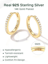 Charger l'image dans la galerie, Silver 925 Sterling Silver gold plated Small Hoop Earrings for Women 1
