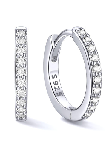 Silver 925 Sterling Silver Small Hoop Earrings for Women