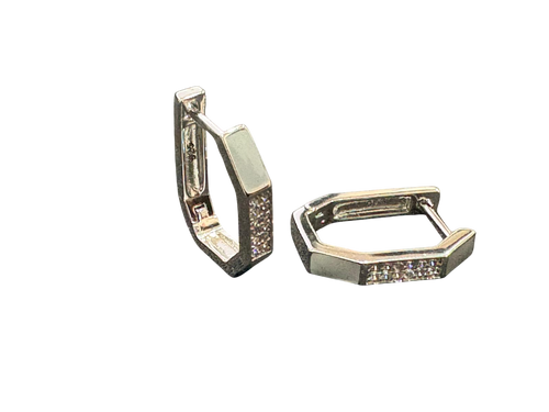 Sterling Silver Hoop Earrings with White CZ