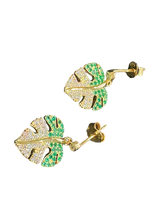 Load image into Gallery viewer, Sterling Silver gold Earrings with White CZ1
