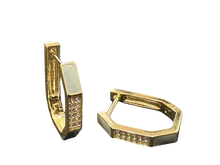 Load image into Gallery viewer, Sterling Silver gold Hoop Earrings with White CZ
