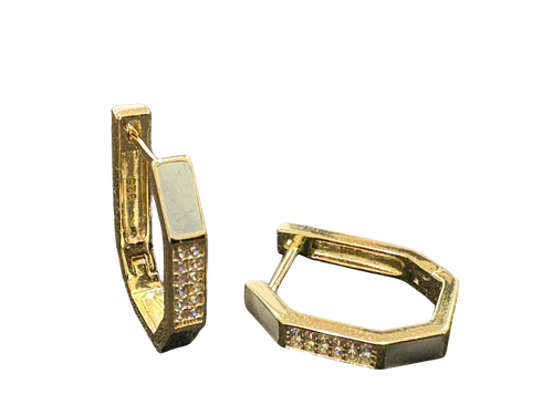 Sterling Silver gold Hoop Earrings with White CZ