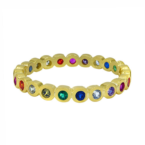 Sterling silver with gold, cubic zirconia band