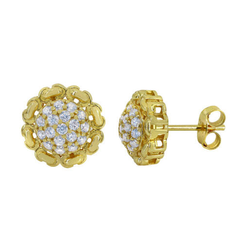 Sterling silver with gold flower stud earrings