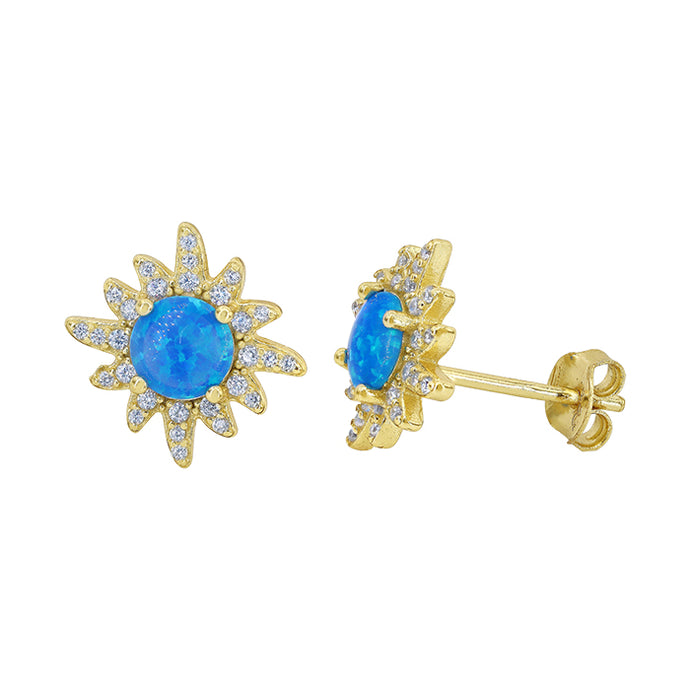 Sterling silver with gold sun stud earrings