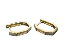 Load image into Gallery viewer, Sterling Silver gold Hoop Earrings with White CZ
